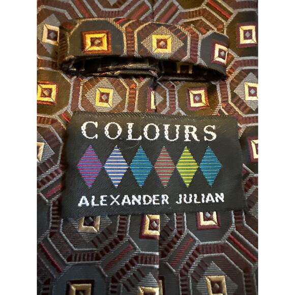 Colours by Alexander Julian Necktie, Black & Red Geometric - Picture 3 of 4